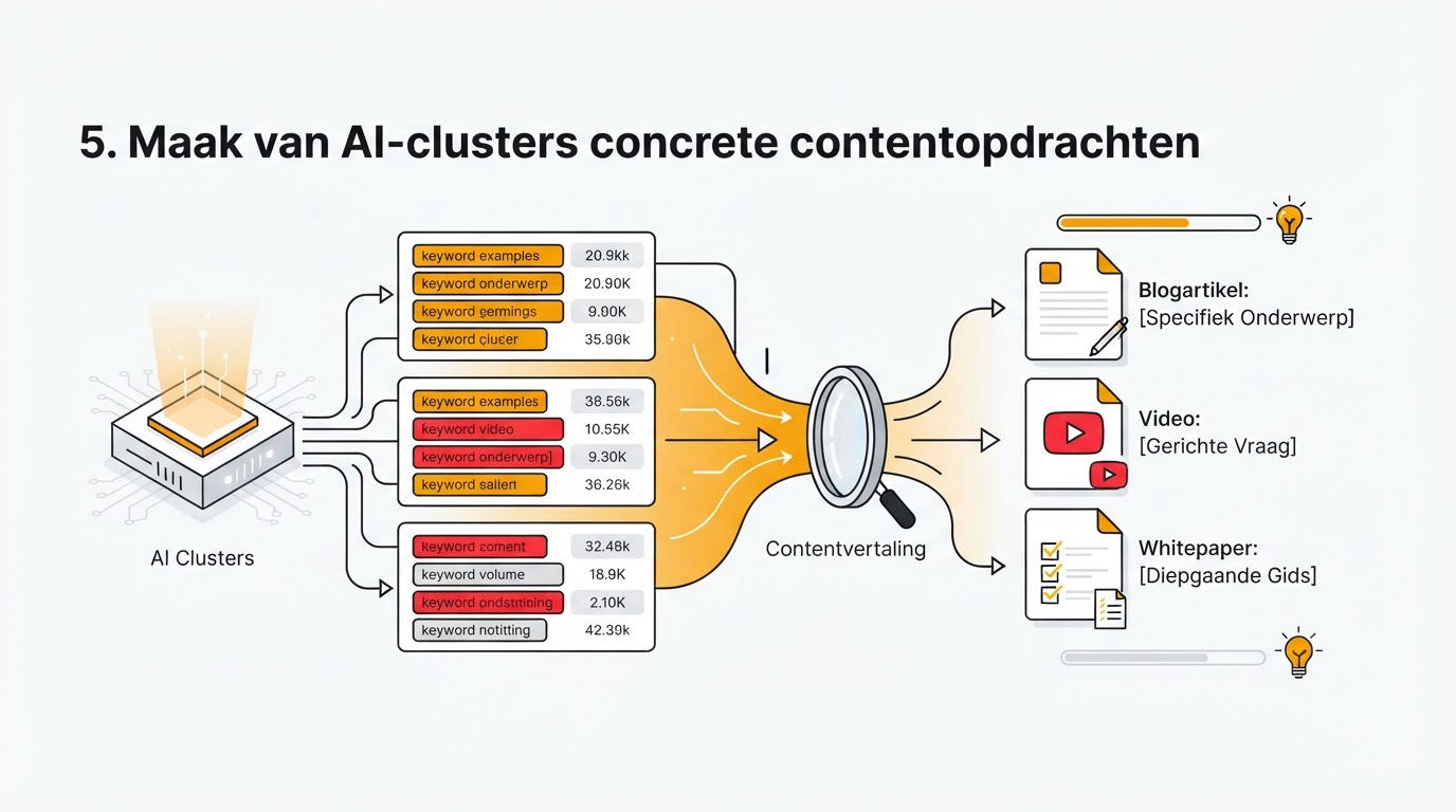 5. Maak van AI-clusters concrete contentopdrachten